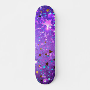 Skateboard Arrière - plan de feuille violet avec étoiles