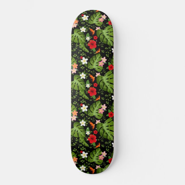 Skateboard Arrière - plan de fleurs tropicales 3 (Recto)