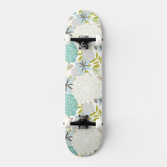 Skateboard Arrière - plan floral (Recto)