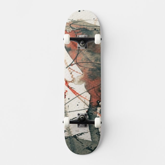 Skateboard Arrière - plan grunge abstrait, texture d'encre. 5 (Recto)