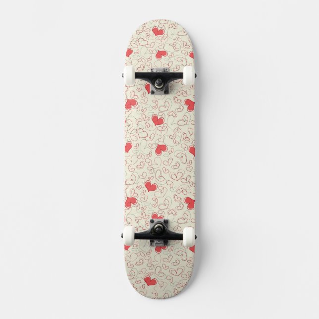 Skateboard Arrière - plan mignon de coeurs (Recto)