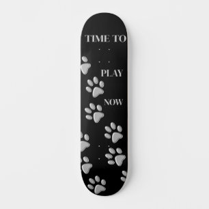 Skateboard Arrière - plan noir Silver Dog Paws Motif d'impres