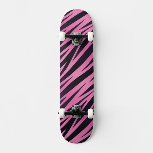 Skateboard Arrière - plan rose de rayure de zèbre (Recto)
