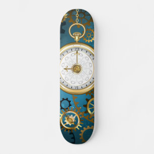 Skateboard Arrière - plan turquoise à vapeur avec engrenages