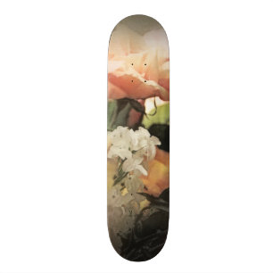 Skateboard arrière - plan vibrant vintage floral d'art avec