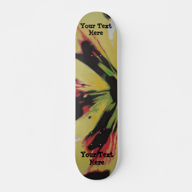 Skateboard art abstrait moderne d'origine noir et jaune (Devant)