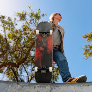 Skateboard Art Abstrait noir rouge