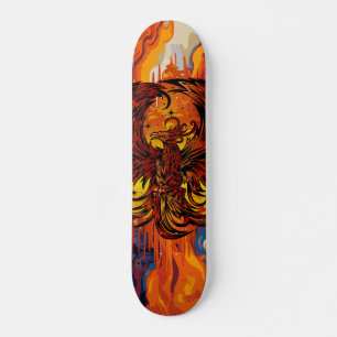 Skateboard Art de feu Phoenix Rising avec peinture de flamme