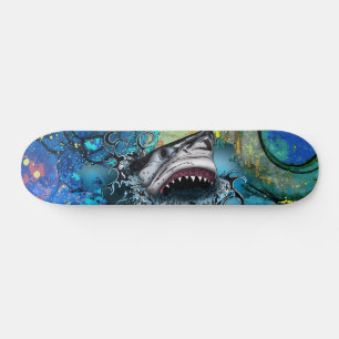 Skateboard Art de marbre abstrait requin océan Splash