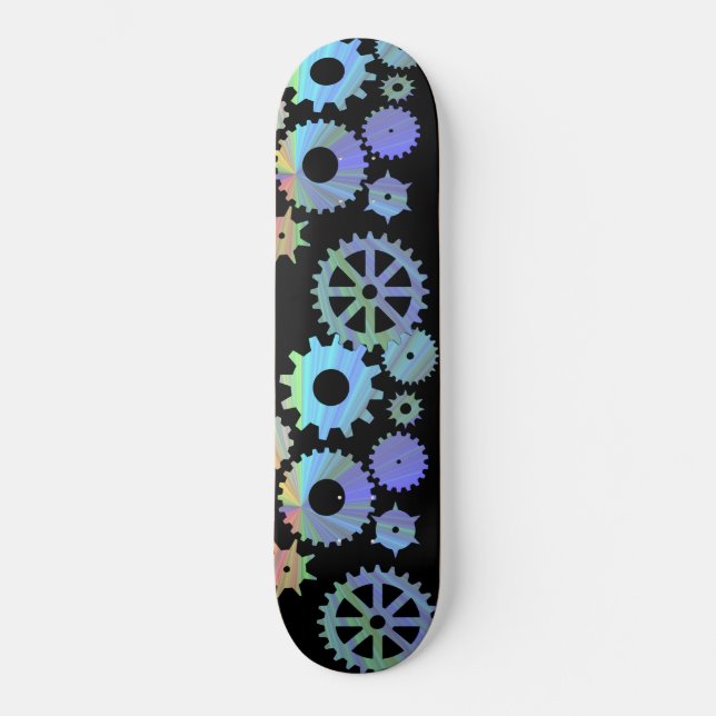 Skateboard Art des engrenages métalliques steampunk arc-en-ci (Recto)