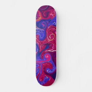 Skateboard Art fluide en marbre rose, magenta, violet