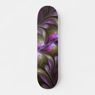 Skateboard Art fractal abstrait violet pourpre kaki coloré