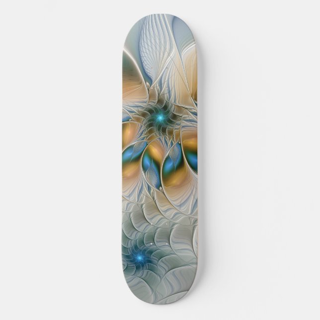 Skateboard Art fractal de fantaisie abstraite avec du bleu (Recto)