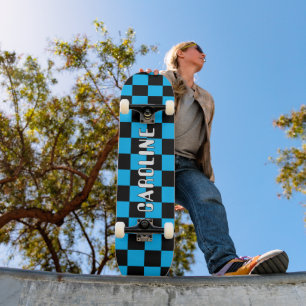 Skateboard Art géométrique Abstrait en bleu néon personnalisé