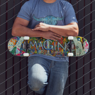 Skateboard Art mural hippie