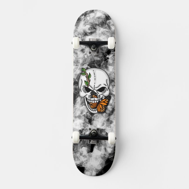 Skateboard Art numérique papillon crâne et monarque   (Recto)
