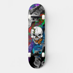 Skateboard Art numérique papillon crâne et monarque   