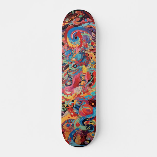 Skateboard Art psychédélique coloré (Devant)