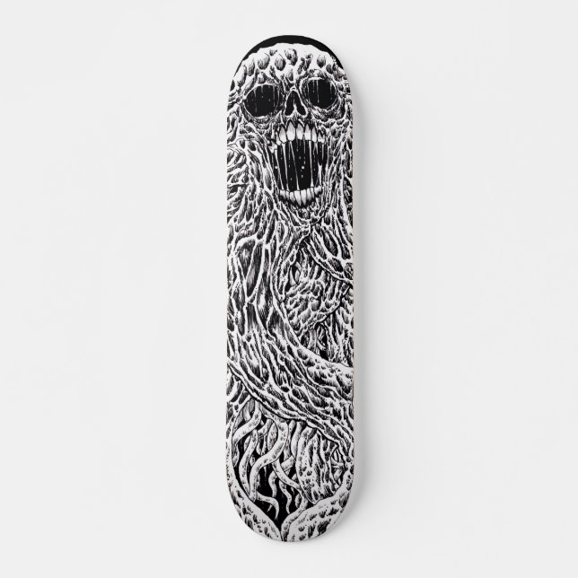 Skateboard Art Tentacle Du Crâne Noir Et Blanc (Devant)
