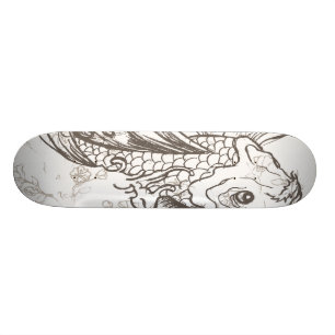 Skateboard art vintage japonais koi poisson