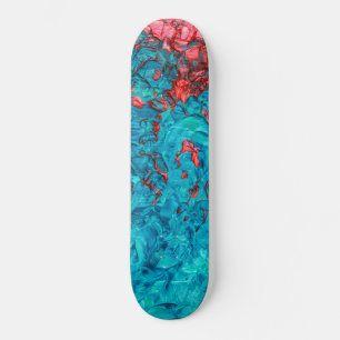 Skateboard Artiste Neon Orange Turquoise Vert Acrylique Peint