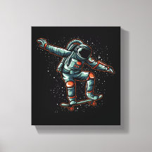 Skateboard Astronaut En Toile Étendue Imprimer