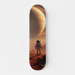 Skateboard Astronaut on Saturn's Moon