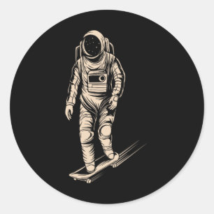Skateboard Astronaut Riding Space Skating Spaceman Classic Round Sticker