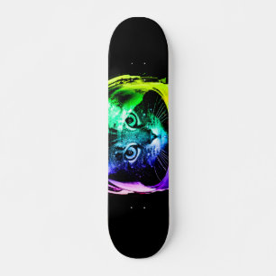 Skateboard astronaute de chat coloré