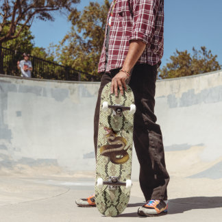 Skateboard Attacking Rattle Snake on Faux Snakeskin Reptile