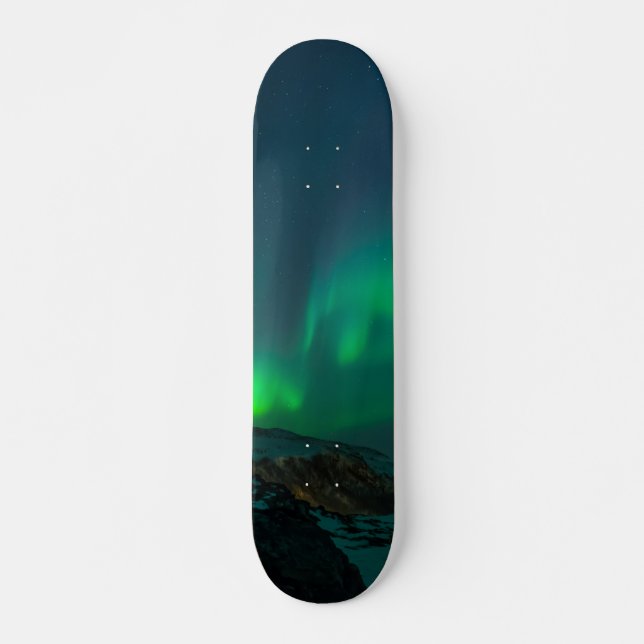 Skateboard Aurora Borealis Lights Nordique Alaska Sky Green S (Devant)