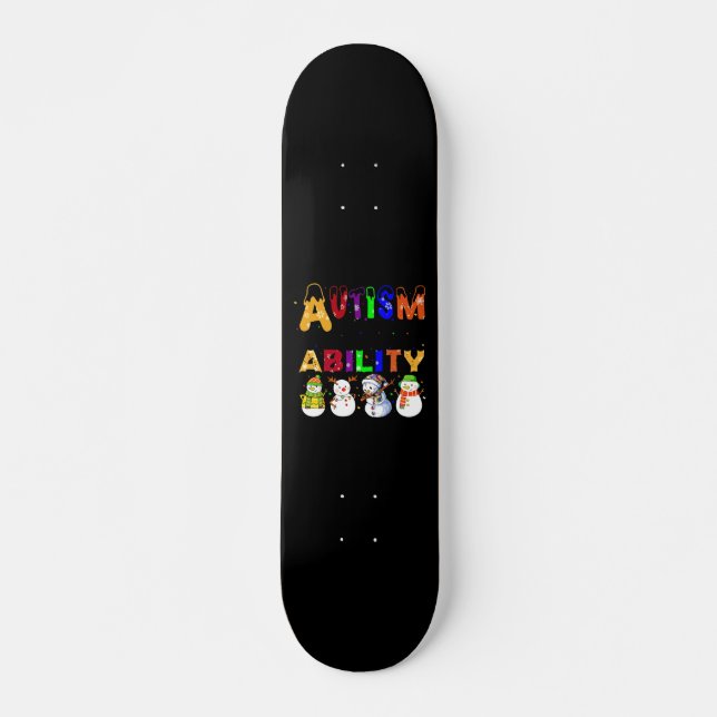 Skateboard Autisme capacité Snowmans Sensibilisation sur l'au (Devant)