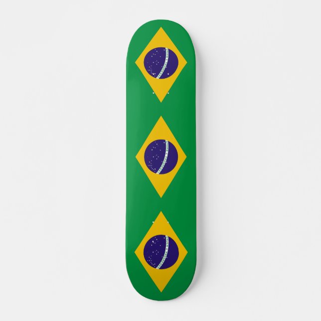 Skateboard avec drapeau du Brésil (Devant)