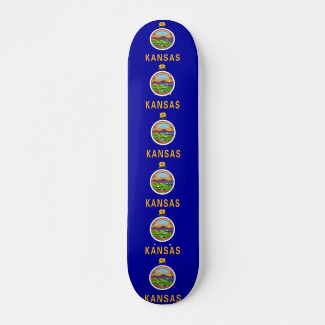 Skateboard avec drapeau du Kansas (Devant)