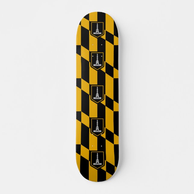 Skateboard avec le drapeau de Baltimore, Maryland, (Devant)