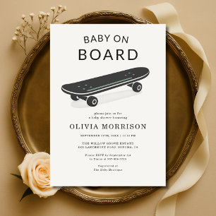 Skateboard Baby on Board Baby Shower Invitation