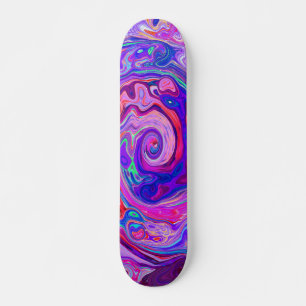 Skateboard Balayage Abstrait rétro violet et orange