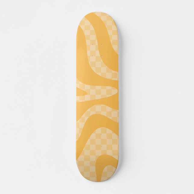 Skateboard Balayage esthétique rétro Check Mustard Jaune (Devant)