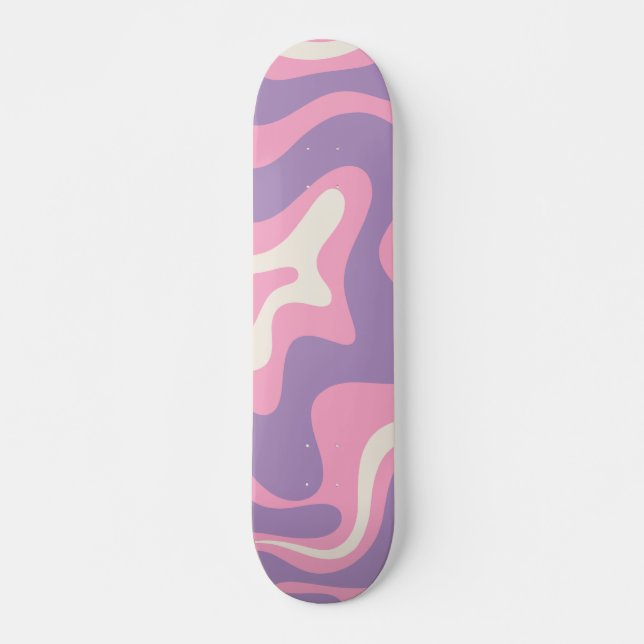 Skateboard Balayage liquide rétro Super rose violet Abstrait (Devant)