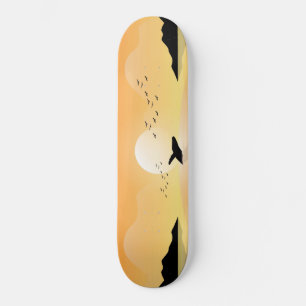 Skateboard Baleine de mer coucher du soleil