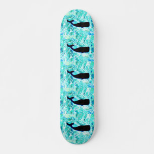 Skateboard baleines noires bleu Thunder_Cove
