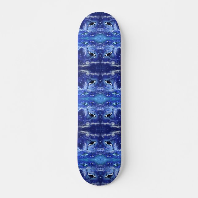Skateboard Baleines tueuses en Pleine lune - Dessin artistiqu (Devant)