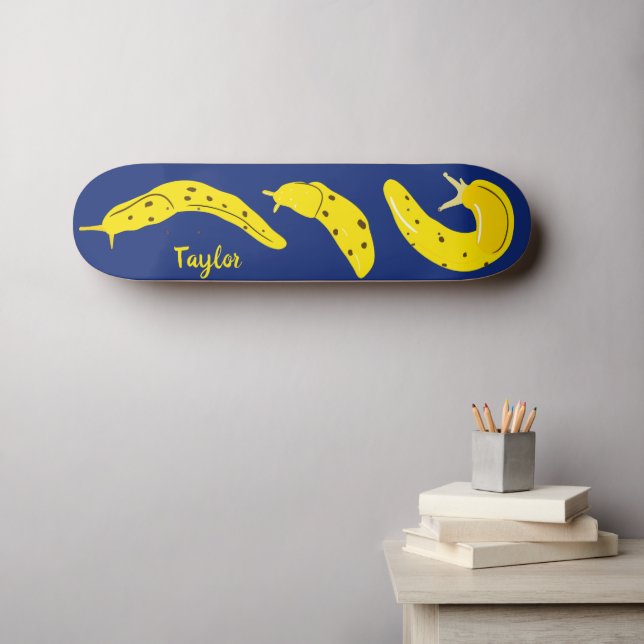 Skateboard Banana Slugs Jaune et Royal Blue Personnalisé (Art mural (Horz))