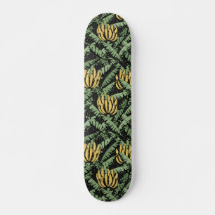 Skateboard Bananes jaunes tropicales et noir Feuille