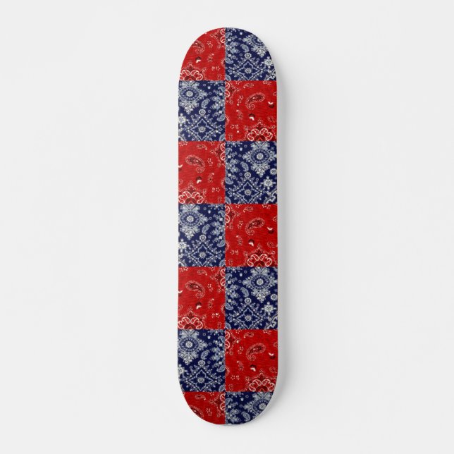 Skateboard Bandana bleu et rouge (Devant)