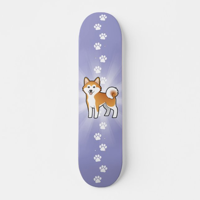 Skateboard Bande dessinée Akita Inu/Shiba Inu (Devant)