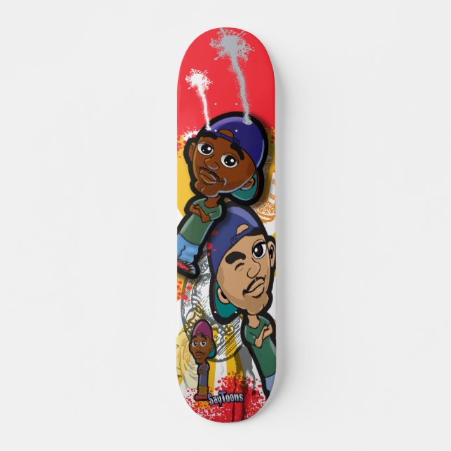 Skateboard Bande dessinée de hip hop d'Afro-américain (Devant)