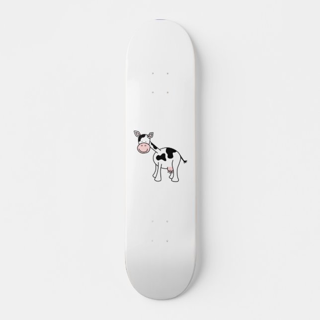 Skateboard Bande dessinée noire et blanche de vache (Devant)