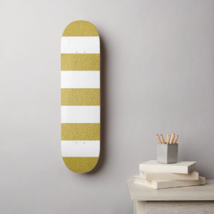 Skateboard Bandes d'or, Blancs, Motif rayé