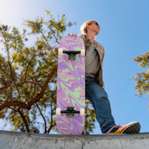 Skateboard Bandes ondulées colorées gras rétro Trippy Groovy
